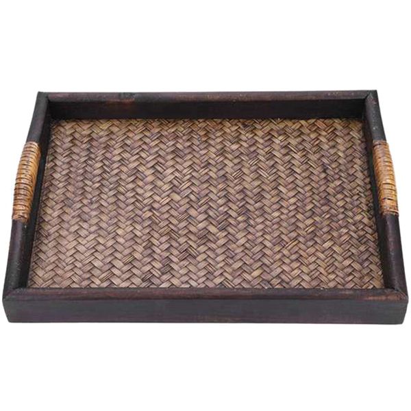 handmade rattan bamboo tea/oil trays dessert/coffee/fruits plate 27.8 x 20.4 x 4cm